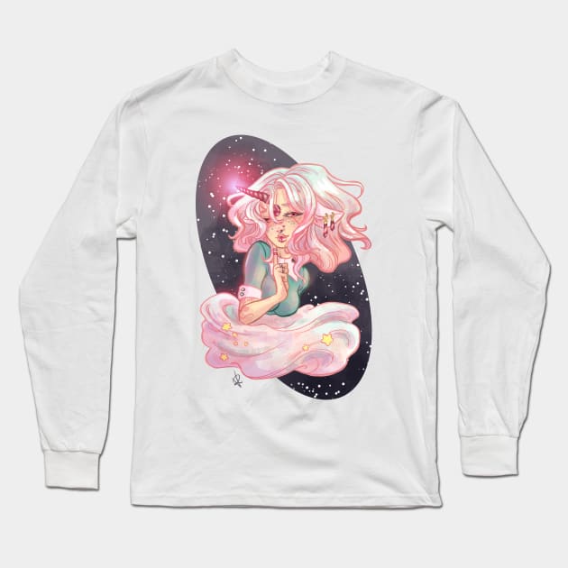 Unicorn Girl Long Sleeve T-Shirt by RossellaVicari